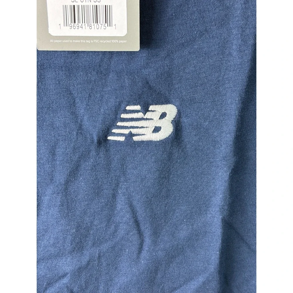 New Balance Men's Sport Essentials Logo T-Shirt Navy Blue Size Small 100% Cotton